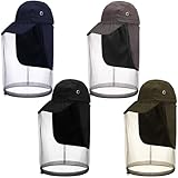 Bunnycool 4 Pcs Mosquito Net Hat Operator Cap with Mosquito Net Safari Mesh Hat Sun Proaction Baseball Cap with Ultra Large Long Extra Fine Holes for Men Women Camping Hiking Fishing Gardening Outdoor
