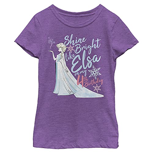 Disney Frozen Birthday Queen Four Girl's Heather Crew Tee