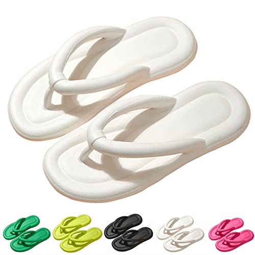 KEYUSHOP Summer Beach Flip Flops Womens Men Thong Flip Flops Sandals Slip on Slippers with Super Soft EVA Footbed - Comfortable Walking for Summer Travelling