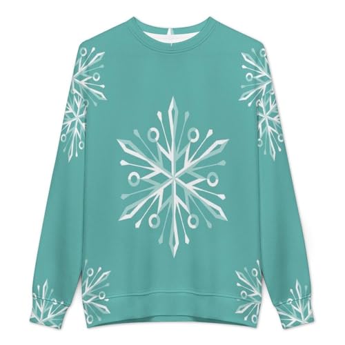 MoBlinko Mens Sweater Winter Snowflakes Sweaters for Men Crew Neck Sweater for Men Lightweight Pullover2