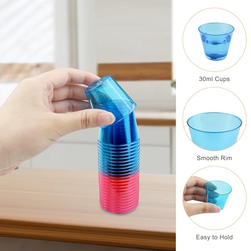 Elsrantor 100 Stück Plastikbecher, Schnapsgläser Plastik, Hartplastik Becher, Shotgläser Plastikbecher Mehrweg, Schnapsbecher, Kunststoffbecher Schnapsgläser, Plastic Cups, Hartplastikbecher Bunt