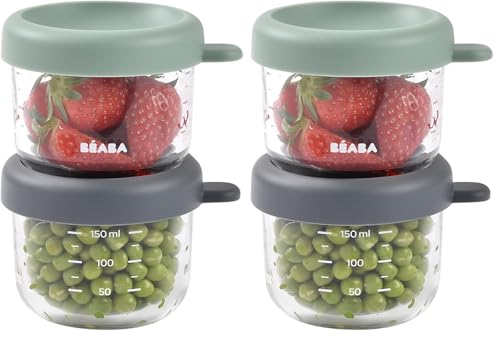 Contenants bébé Béaba en verre pour organiser et congeler les purées maison de la semaine