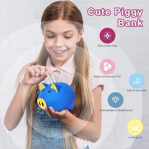 Image of Piggy Bank for Kids, Piggy Bank for Boys, Glow in the Dark | Glow in the Dark Plastic Piggy Bank, Coin Bank Suitable for Boys and Girls