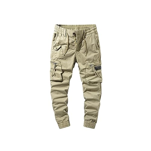 Spring Autumn Men's Cotton Cargo Pants Clothing Casual Elastic Waist Pantalones Jogging Hiking Pants Men