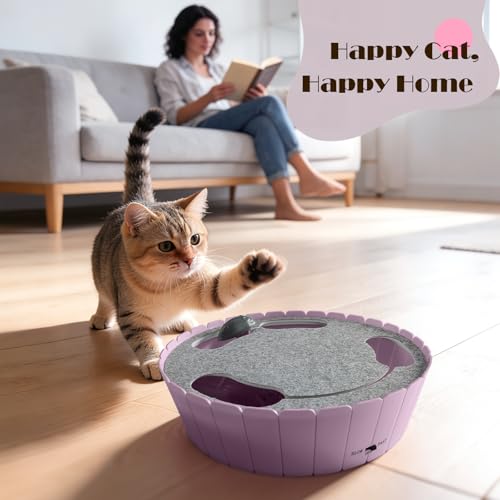Image of Pawaboo Interactive Cat Toy with Running Mouse, Electronic Motion Cat Toy Automatic Teaser for Indoor Cats, Pop and Play Hide Seek Cats Toys Hunting Mouse for Pet Kitten Play Fun Exercise, Purple