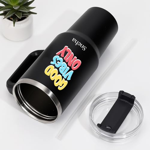 Image of IGP Personalized Large Travel Mug | Same Day Delivery | 1182ml Matte Black Tumbler with Custom Name & Motivational Quote | for Him & Her | Fitness & Office