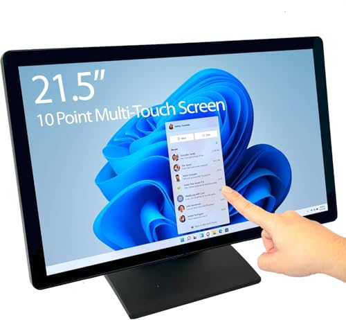 Image of 22-inch (21.5 inch Viewable) Capacitive LED 10 Point Multi-Touch HDMI VGA Monitor with 16:9 Display 1080p, True Flat Seamless Design Touchscreen, Great for Office, POS, Retail, Restaurant