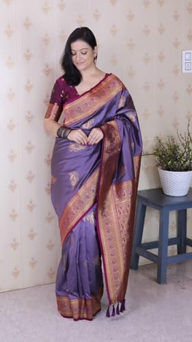 Image of SGF11 Women's Kanjivaram Pure Soft Silk Saree With Blouse Piece