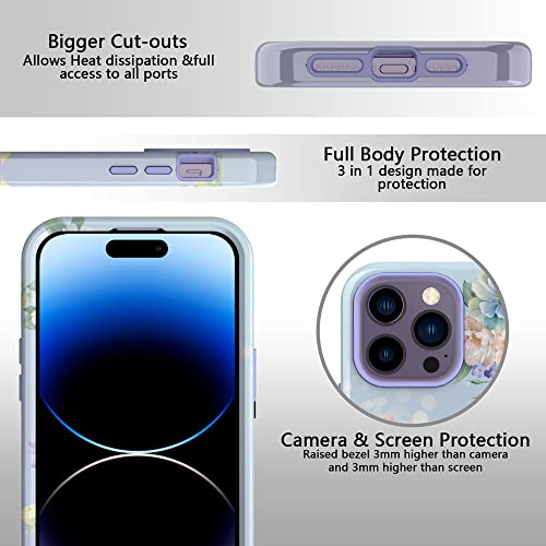 Coque iPhone 14 Pro Max antichoc en marbre rigide floral