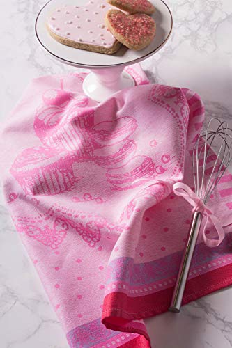 Dii French Style Tabletop Kitchen Collection, Dishtowel Set, 20X28, Pink Macarons, 3 Piece #TOP4