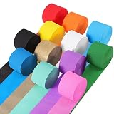 Crepe Paper Streamers 12 Rolls 984ft, 1.77 in x 82 ft, Rainbow Colors