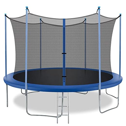 BestMassage 12FT Trampoline with Ladder and Safety Enclosure Net Jump Trampoline Outdoor PVC Spring Cover for Children and Adults