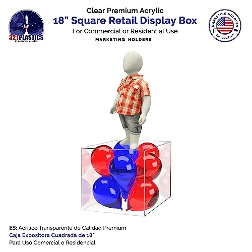 Acrylic Pedestal Display 18 Inch Tall Box Riser Vertical Rectangle Column Clear 5 Sided No Lid Showcase Pedestal Tower Podium Art Display Box by Marketing Holders