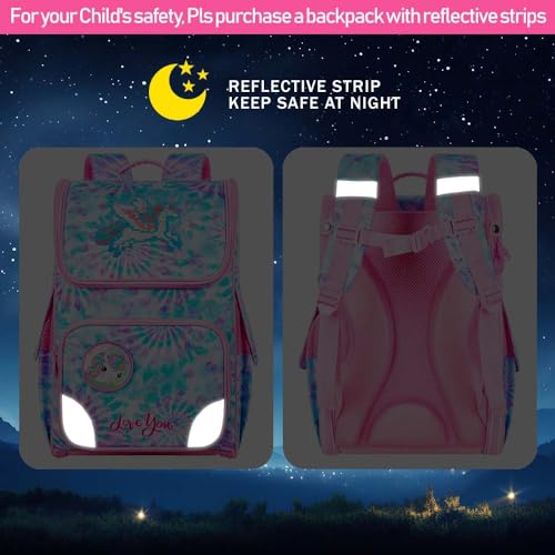 Image of HPJGD Tie-Dye Unicron Backpack for Girls, 15 inch Sequins Preschool Bookbag with Lunch Box for Kids, 3PCS Shcool Bag Set for Elementary Toddler