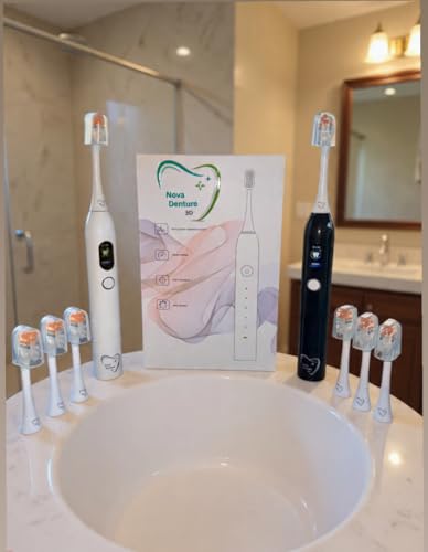 Nova Denture 3D Electric Toothbrush, 43000 RPM Sonic, 5 Cleaning Modes, Smart Timer, LCD Screen, 180-Day Battery