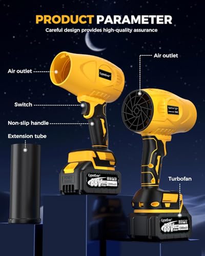 Leaf Blower Cordless with Battery and Charger, 500,000 RPM, Extended Nozzle, Lightweight Handheld Design Leaf Blowers, Turbo Jet Blower for Patio Cleaning, Car Dryer Air Blower Gun - Image 5