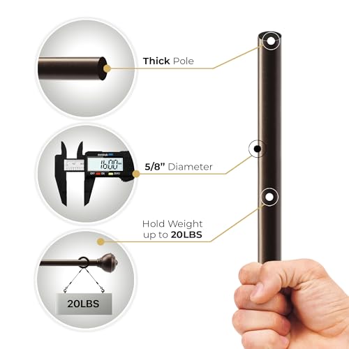 Image of Deco Window 2 Pc Extendable Curtain Rod for Doors & Windows, 16mm Diameter, 28 inch-48 inch Adjustable Length, Iron Telescopic Rod with Round Finials, Brown Oil Rubbed