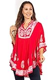 Sakkas Amori V-Neck Embroidery Poncho Top / Cover Up
