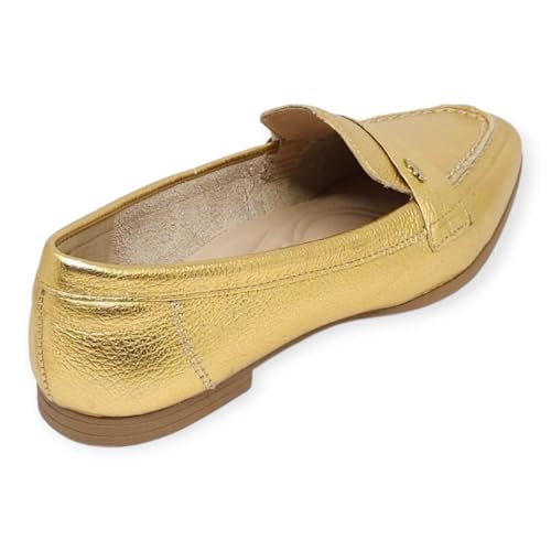 Mocassim Feminino Dakota de Couro Dourado - 37