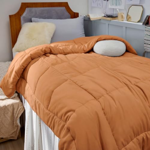 Image of Bedsure Comforter Duvet Insert - Quilted Comforters Twin Size, All Season Duvet, GentleSoft Down Alternative Bedding Blanket, with 8 Tabs, Gifts for Women /Men, Burnt Orange, Twin 88 x 68 Inches