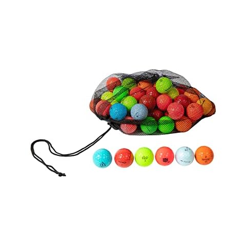 Clean Green Golf Balls 48 Recycled Used Golf Balls Color Brand Name Bulk Mix - Good Condition Graded Ball - includes Colored GolfBalls and Mesh Carrying Bag (48) Cover