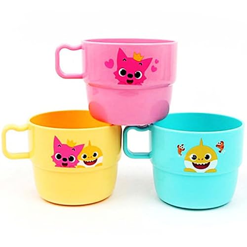 Cute Character Plastic Cups with Handles Set of 3 Colors Durable and Lightweight Easy Grip Handle Fun Design for Everyday Use_7.8 oz (230ml)