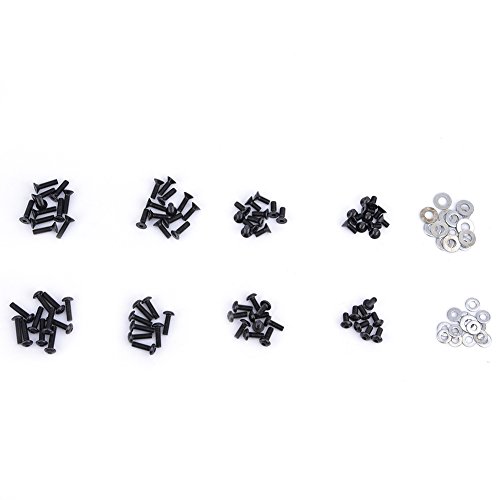 RC Schrauben Kit, Hex flach Schraube + Flache/Rundkopfschrauben + Unterlegscheiben + Muttern Set, 6mm/ 8mm/ 10mm/ 12mm, Mit Box für 1/8 1/10 RC Auto(180pcs / Box)