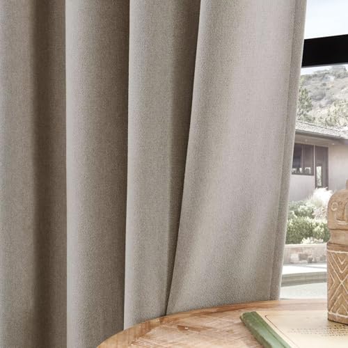 Image of Joydeco Light Filtering Curtains 72 Inch Length for Bedroom, Faux Linen Curtains 72 Inch Length 2 Panels Set for Living Room, Semi Sheer Curtains 72 Inches Long with Rod Pockets(52x72 inch, Birch)