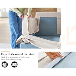 AMERLIFE Modern Sofa, 89 inch Slipcovered Sofa, 3 Seater Sofa with Removable Cover, Extra Deep Couch for Living Room, Linen Beige Sofa Couch AMERLIFE Modern Sofa 89 inch Slipcovered Sofa 3 Seater Sofa with Removable Cover Extra Deep Couch for Living Room Linen Beige Sofa Couch