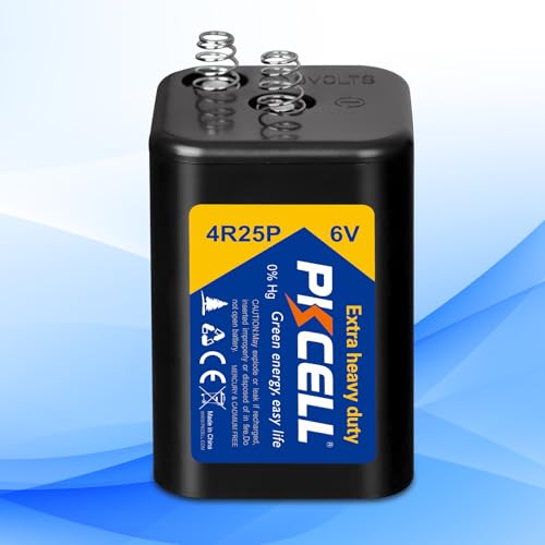 PKCELL 6 Volt Lantern Battery, 6V 4R25 Flashlight Battery with Spring Terminals, Heavy Duty Square Batteries with Long-Lasting Power for Lantern, Emergency Light, Deer Game Feeder, Fencing, 1 Count