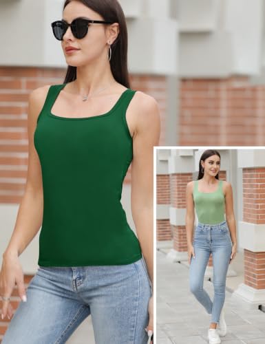 Image of BQTQ 5 Pcs Women's Square Neck Tank Tops Sleeveless Undershirt Basic Tanks