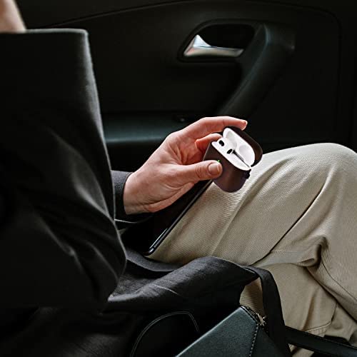 V-Moro Leather Airpods 3 Case For Airpods 3Rd Generation Protective Genuine Leather Cover Airpod 3 Case With Keychain For Men And Women, Front Led Visible - Dark Brown #TOP1