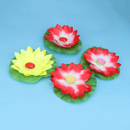 Beaupretty 15Pcs Lotus Floating Light Water Lily Floating Candle Lanterns Pool Pond Tank Flower Night Lamp Decorative Floating Candles Lights For Praying Festival (Random Color) #TOP6
