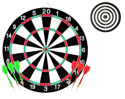 Gioco Bersaglio Freccette con 6 Frecce in Acciaio Tiro al Bersaglio Double Face cm 36 Gioco Dardi Freccette tiro al Bersaglio Tabellone Tiro a Segno Bambini Adulti Gioco Freccette Professionale