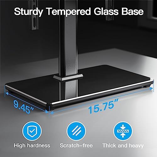 Image of PERLESMITH Universal TV Stand Table Top TV Base for 32 to 65 inch LCD LED OLED 4K Flat Screen TVs-Height Adjustable TV Mount Stand with Tempered Glass Base,VESA 400x400mm,Holds up to 88lbs,PSTVS15