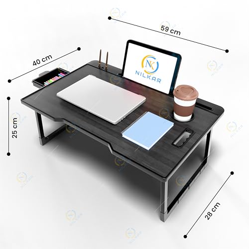 Image of Study Table Bed Table Premium Laptop Table /Foldable and Portable Wooden /Writing Desk for Office /Home /School (COTTED BLACK)