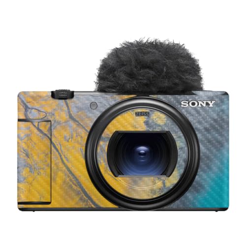 Image of Carbon Fiber Camera Skin Compatible with Sony ZV-1 Mark II (2023) - Yellow Spill - Premium 3M Vinyl Protective Wrap Decal Cover - Easy to Apply | Crafted in the USA by MightySkins