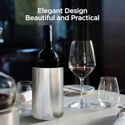 Miniatura 4 de Aiqinu 1.6l Enfriador De Botellas De Vino, De Acero Inoxidable, Ø 12 Cm, Altura 19 Cm, Apto Para La Mayoría De Las Botellas- Vino Espumoso, Vino Y Champán, Para Usar En Casa O Fuera
