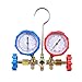 Shkalacar AC Diagnostic Manifold Gauge Set for R134a R32 R22 R410A, AC Gauges 3 Way Automotive AC Gauge Set with Hoses Adapter