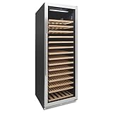 Avanti Wine Cooler Designer Series Freestanding Single-Zone Chiller, 176-Bottle Capacity with Wooden Pull-Out Shelves Double-Pane Reversible Glass Door, LED Display, 23.5-Inch, Stainless Steel