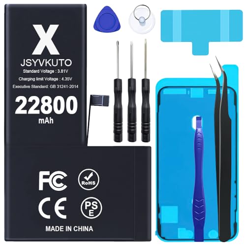 JSYVKUTO 22800mAh Battery for iPhone X [Upgraded] New 0 Cycle Higher Capacity Replacement Battery for iPhone X with Full Set Repair Tool Kit Model A1865 A1901 A1902