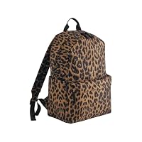 BagBase Leopard Print Backpack – Eco-Friendly Leopard Rucksack with 100% GRS Recycled Polyester, Laptop Slip, Zippered Front Pocket, Side Pockets, Padded Straps & Back Panel, Made for Personalisation