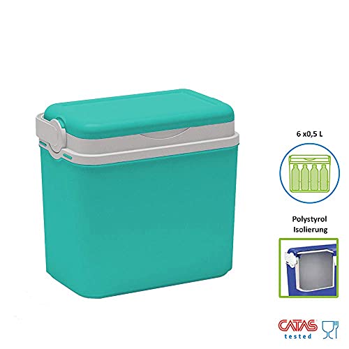Passive Kühlbox aus Kunststoff mit Polystyrol-Isolierung (10 L, Türkis) – Ansicht 2