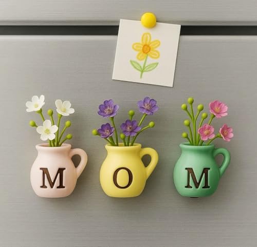 Mini Vase Magnets for Fridge - Christmas Mom Gifts from Daughter, Unique Birthday Gifts for Mom...