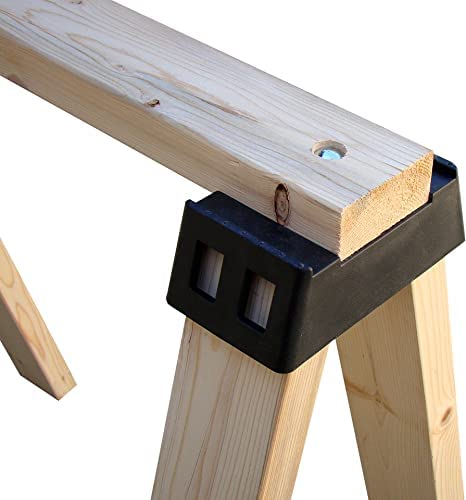 Image of POWERTEC 71026V Plastic Sawhorse Brackets for Use with 2x4 Lumber | Kit Builds one Saw Horse, Set of 2, Black (Pack of 2)