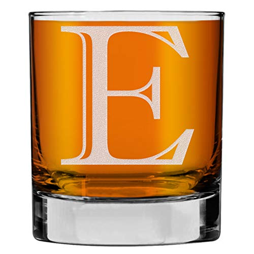 Etched Monogram 10.25oz Rocks Glass Letter E