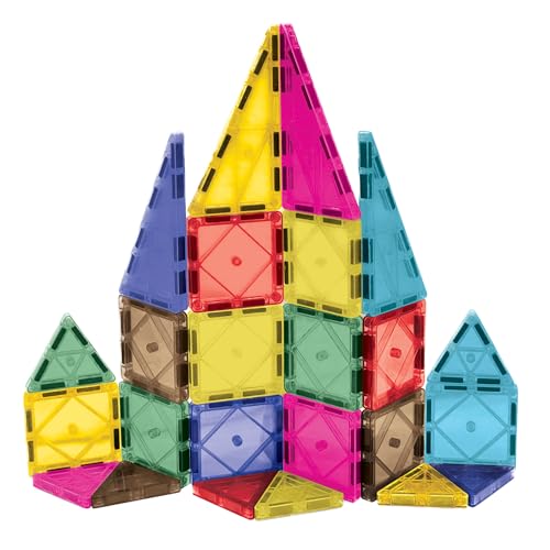 Image of CreateOn Crayola Limited Edition Retro PIP Magnetic Tiles, Mini Building Set for Kids, Magnetic Tiles, Kids' Building Toys, STEM & Montessori Toys for Boys and Girls Ages 3+, 24-Piece Set (Retro)