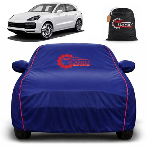 Image of Car Cover for Porsche Cayenne | 100% Waterproof Heavy-Duty 3-Layer Car Body Cover | All-Weather Rain, UV, Sun & Dust Protection | Custom Fit | Mirror & Antenna Pockets | Navy Blue