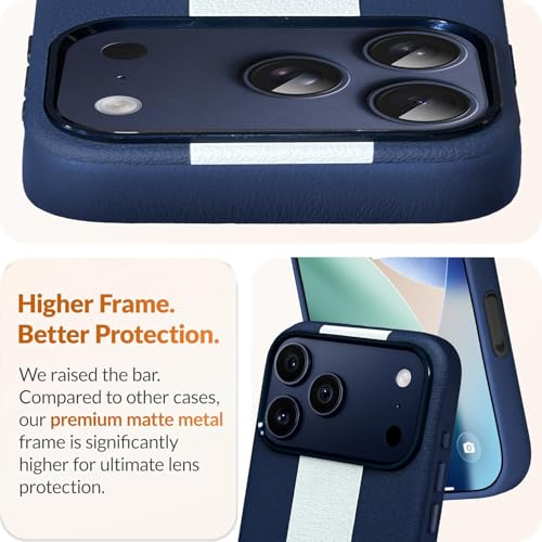 Image of DIZORO Leather Case for iPhone 17 Pro, Men Women Luxury Elegant Slim Business PU Cover Soft Non-Slip Grip Shockproof Anti-Scratch Protective Back Cover Blue White