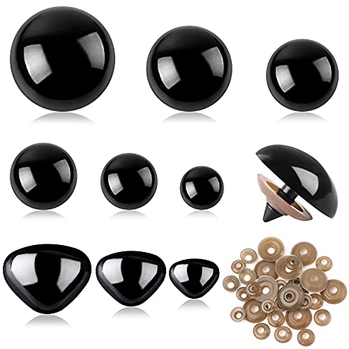 SANNIX 90 ojos de seguridad y nariz de seguridad, ojos de seguridad grandes para animales de ganchillo, peluches, ojos de peluche (12-30 mm)
